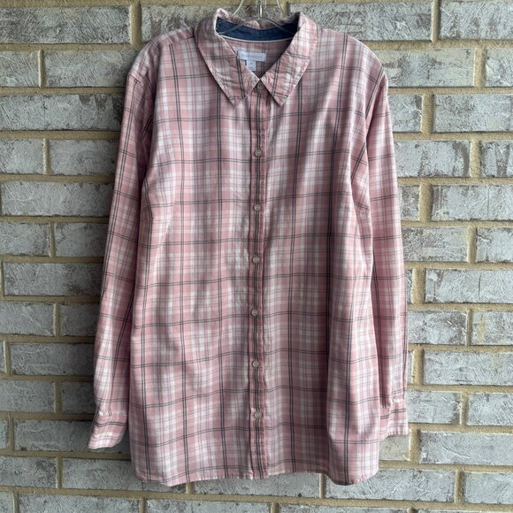 Charter Club Long Sleeve Button Up Collared Plaid Shirt Women's Size 3X - Picture 1 of 8